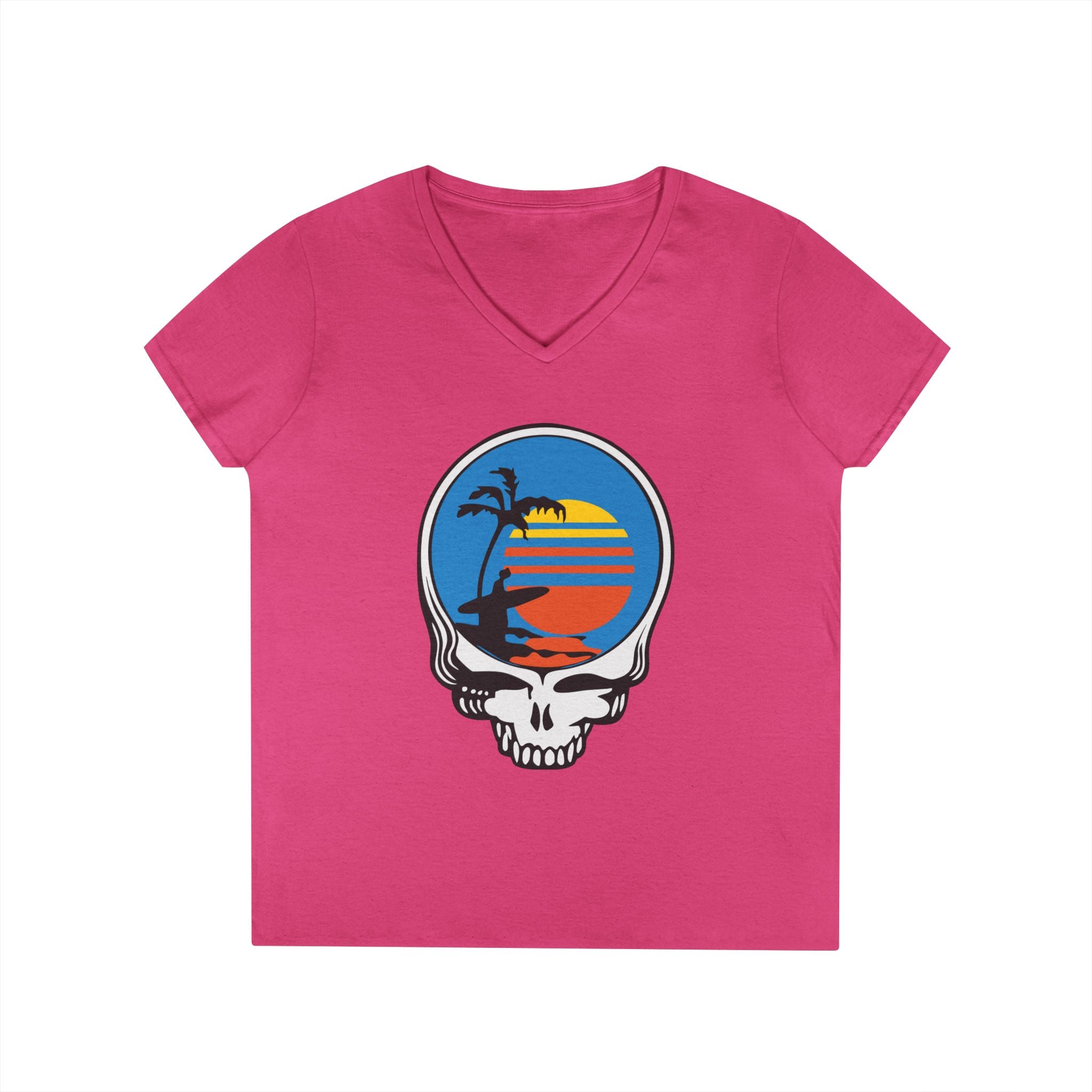 Woman V-Neck T-Shirt | Front Skull