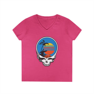 Woman V-Neck T-Shirt | Front Skull