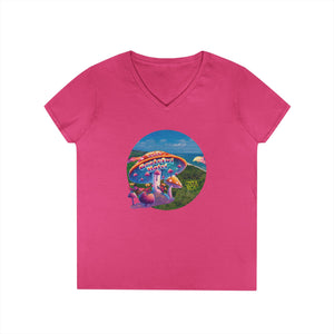 Woman V-Neck T-Shirt | Front Mushroom