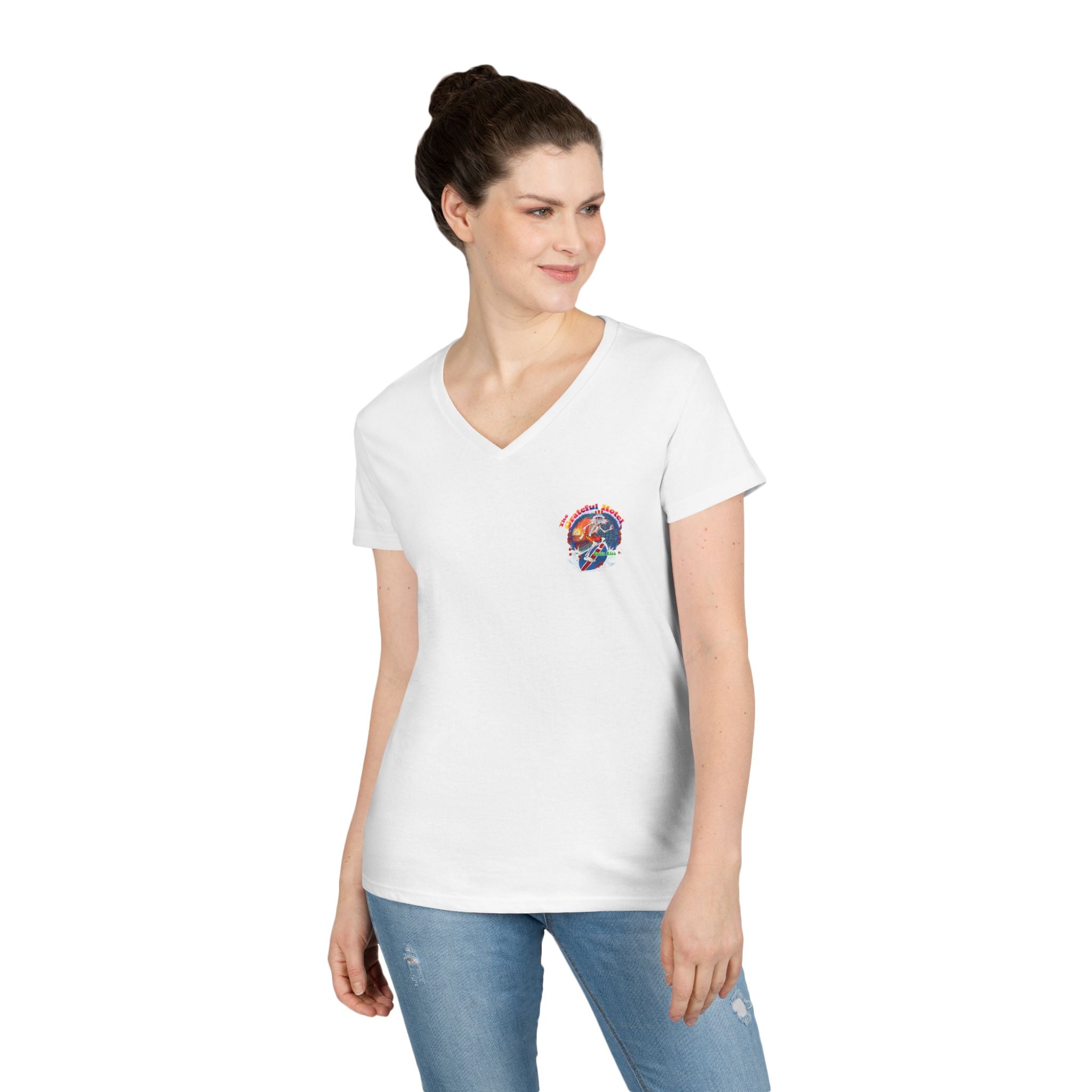 Woman V-Neck T-Shirt | Front Surfer Back Surfer