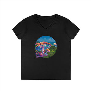 Woman V-Neck T-Shirt | Front Mushroom