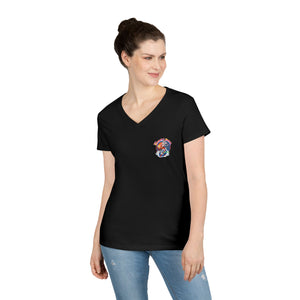 Woman V-Neck T-Shirt | Front Surfer Back Surfer