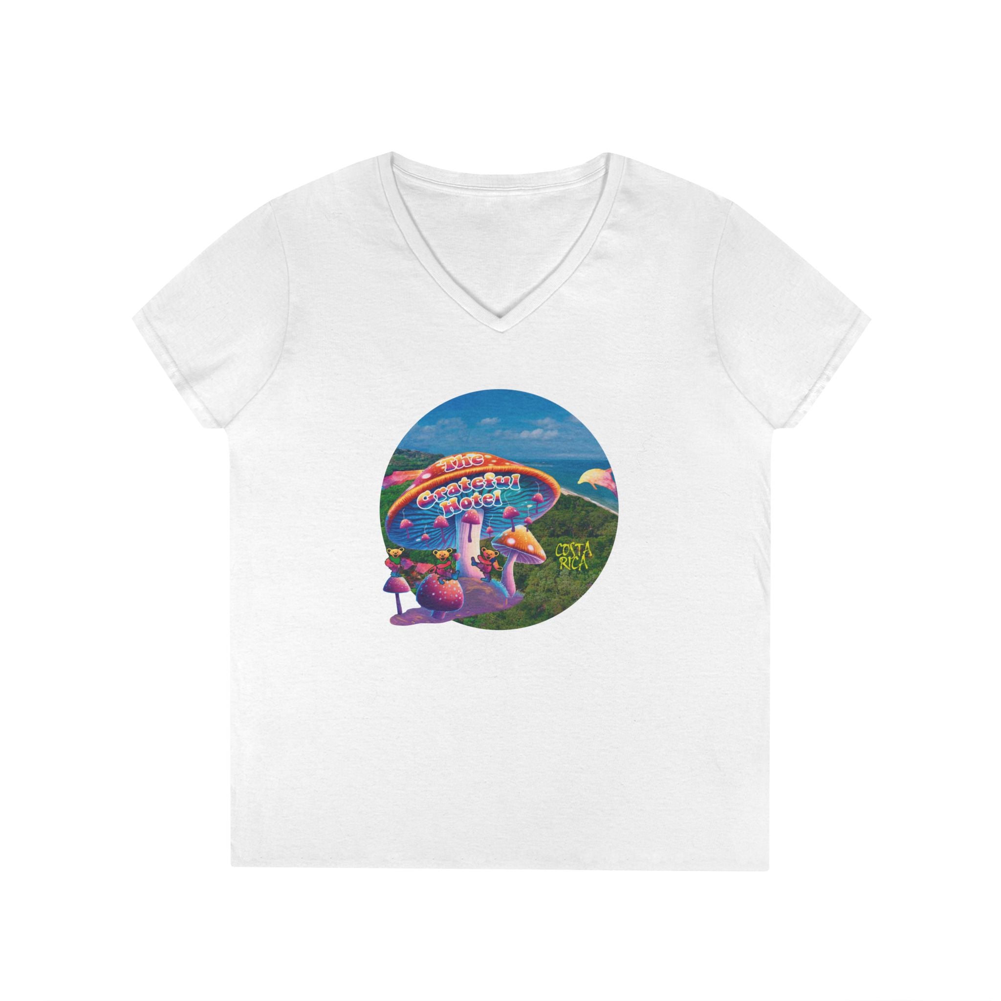 Woman V-Neck T-Shirt | Front Mushroom