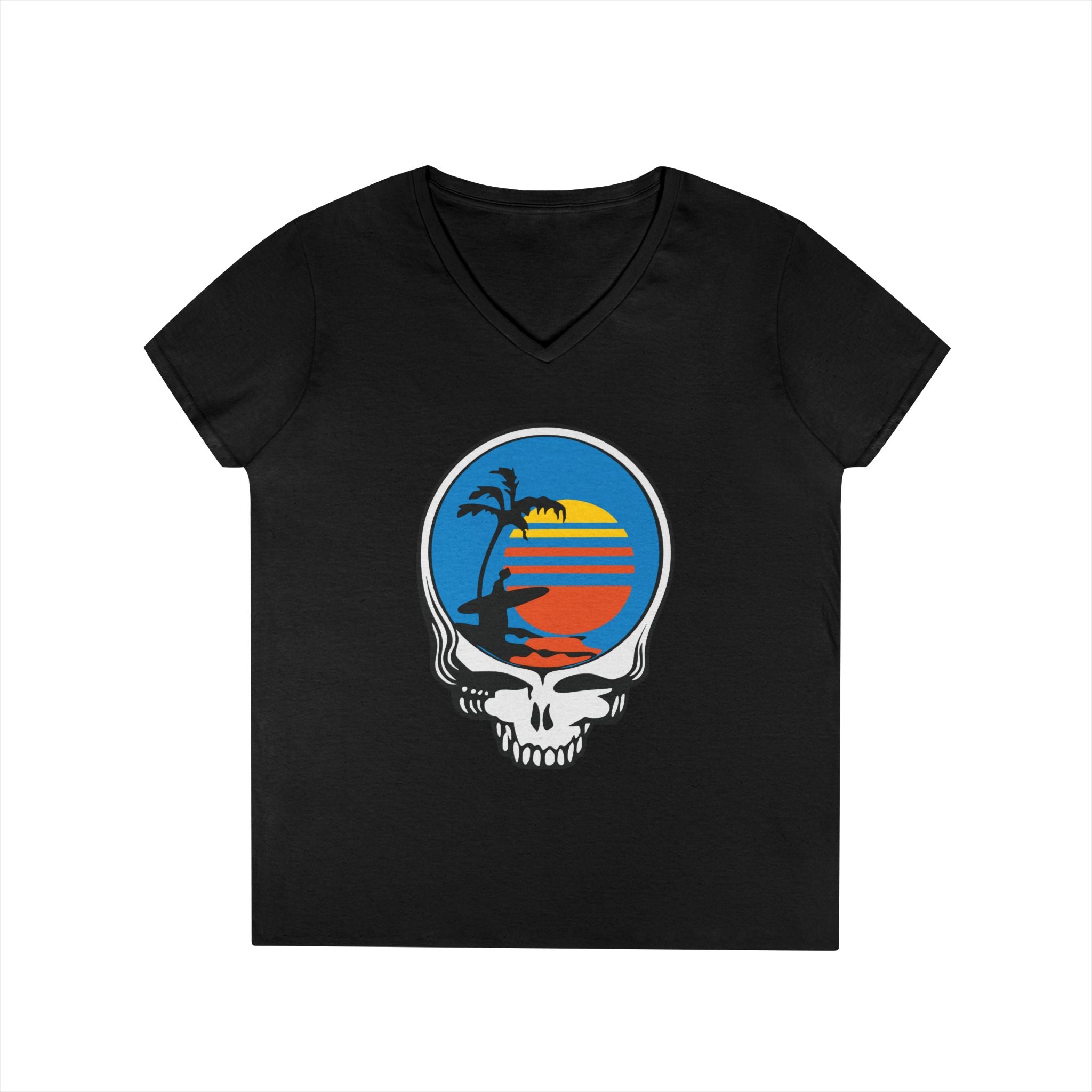 Woman V-Neck T-Shirt | Front Skull