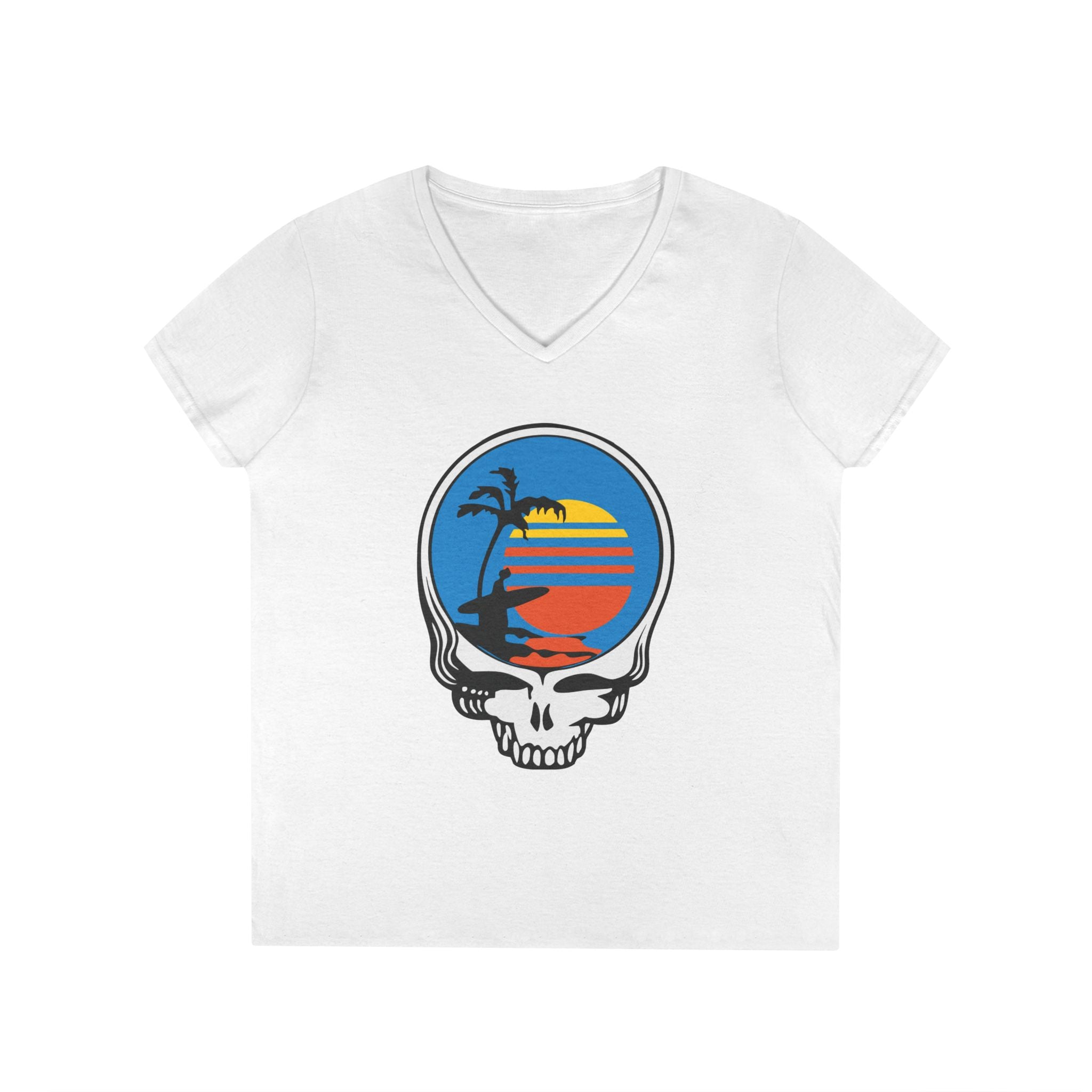 Woman V-Neck T-Shirt | Front Skull
